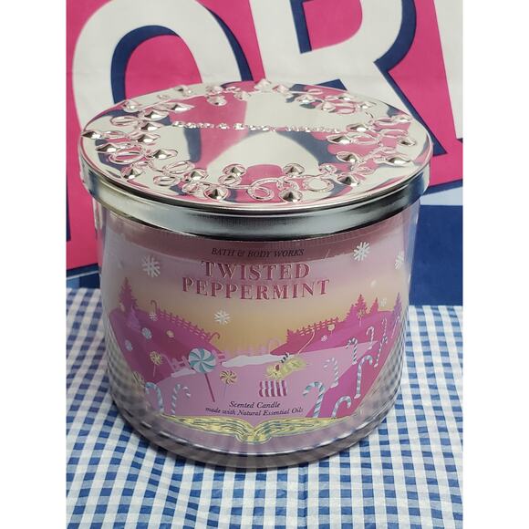 BBW Twisted Peppermint Large 3 Wick Candle Holiday Home Fragrance Decor - Picture 1 of 2